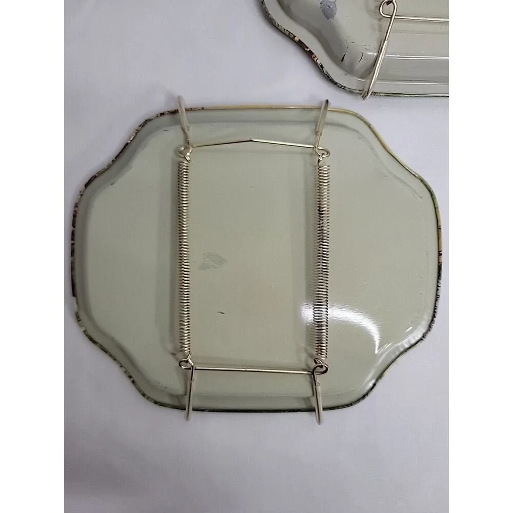 Vtg. Currier & Ives‎ American Homestead 3 Seasons 1868 Metal Serving trays 7.5x6